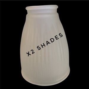 2 Ribbed Frosted Glass Bell Shaped Shades Globes For Lighting 1.5" Fitter